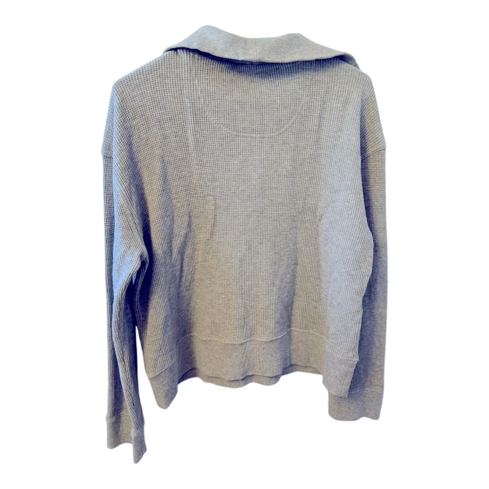 Derek Lam 10 Crosby Ariah‎ Cotton Waffle Half Zip Sweatshirt Medium gray